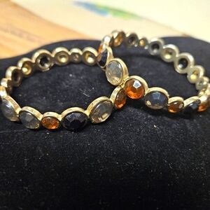 Vintage 2 Multicolored Glass Beads Cuff Bracelets